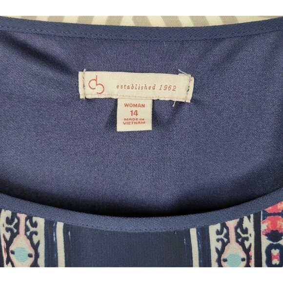 Dressbarn Chiffon Mixed Print‎ Kimono Sleeve Dress with Tie Size 14W 1X Plus - Picture 7 of 9